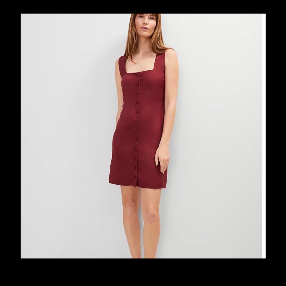 NWT Ann Taylor Burgundy Mini Linen Dress
